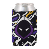 Los Angeles Guerrillas Camo Can Cooler in Black and Purple - Front View