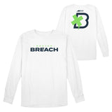 Boston Breach White Long Sleeve T-Shirt - front and back views