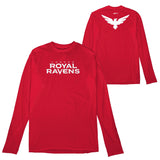 London Royal Ravens Signature Logo Red Long Sleeve T-Shirt - front and back views