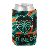 Florida Mutineers Camo Can Cooler in Teal - Front View