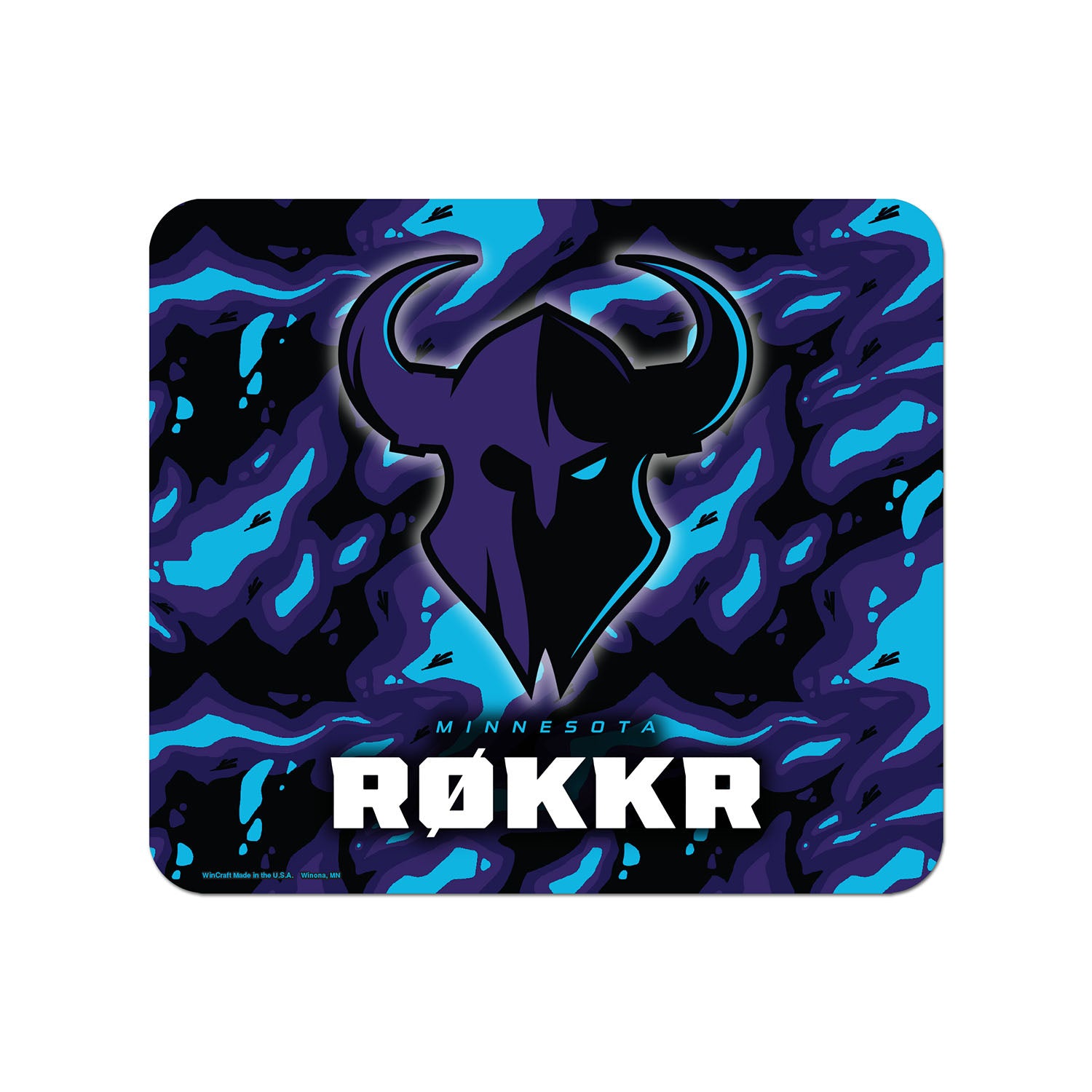 Minnesota Røkkr Mouse Pad in Black and Purple - Front View