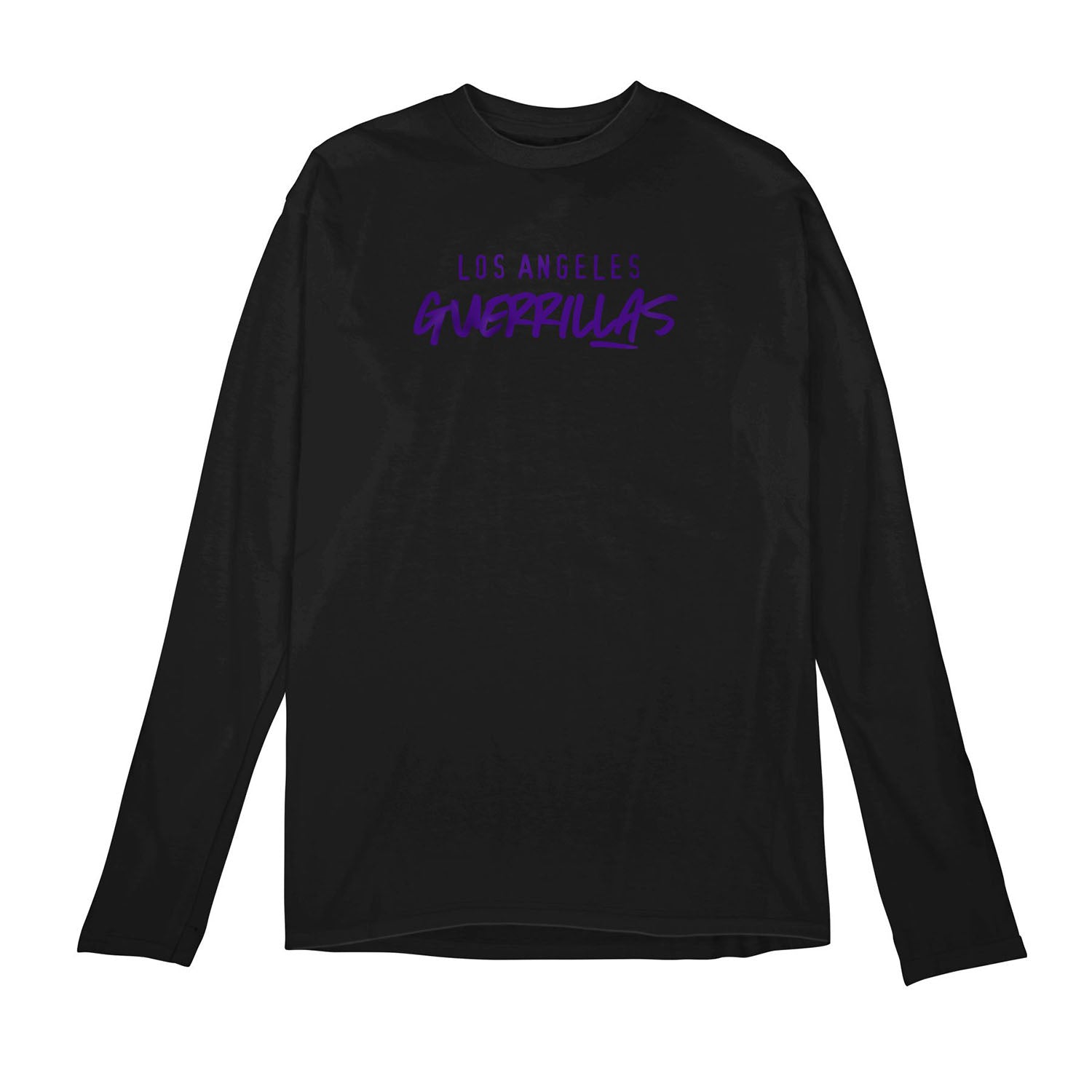Los Angeles Guerrillas Black Singular Logo Long Sleeve T-Shirt - Front View