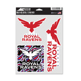 London Royal Ravens 3-Pack Decals in Red - Front View