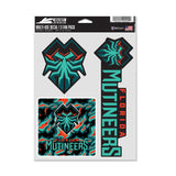 Florida Mutineers 3-Pack Decals in Teal - Front View