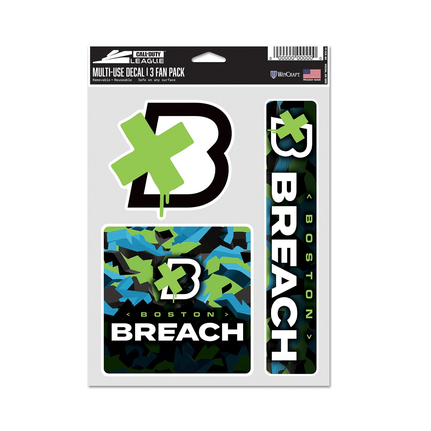 Boston Breach 3-Pack Decals - Front View