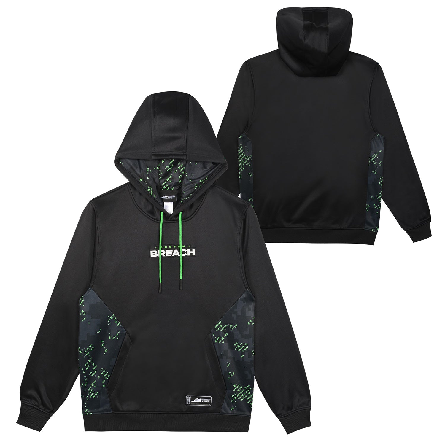 Boston Breach Black 2023 Pro Hoodie - Front and Back View