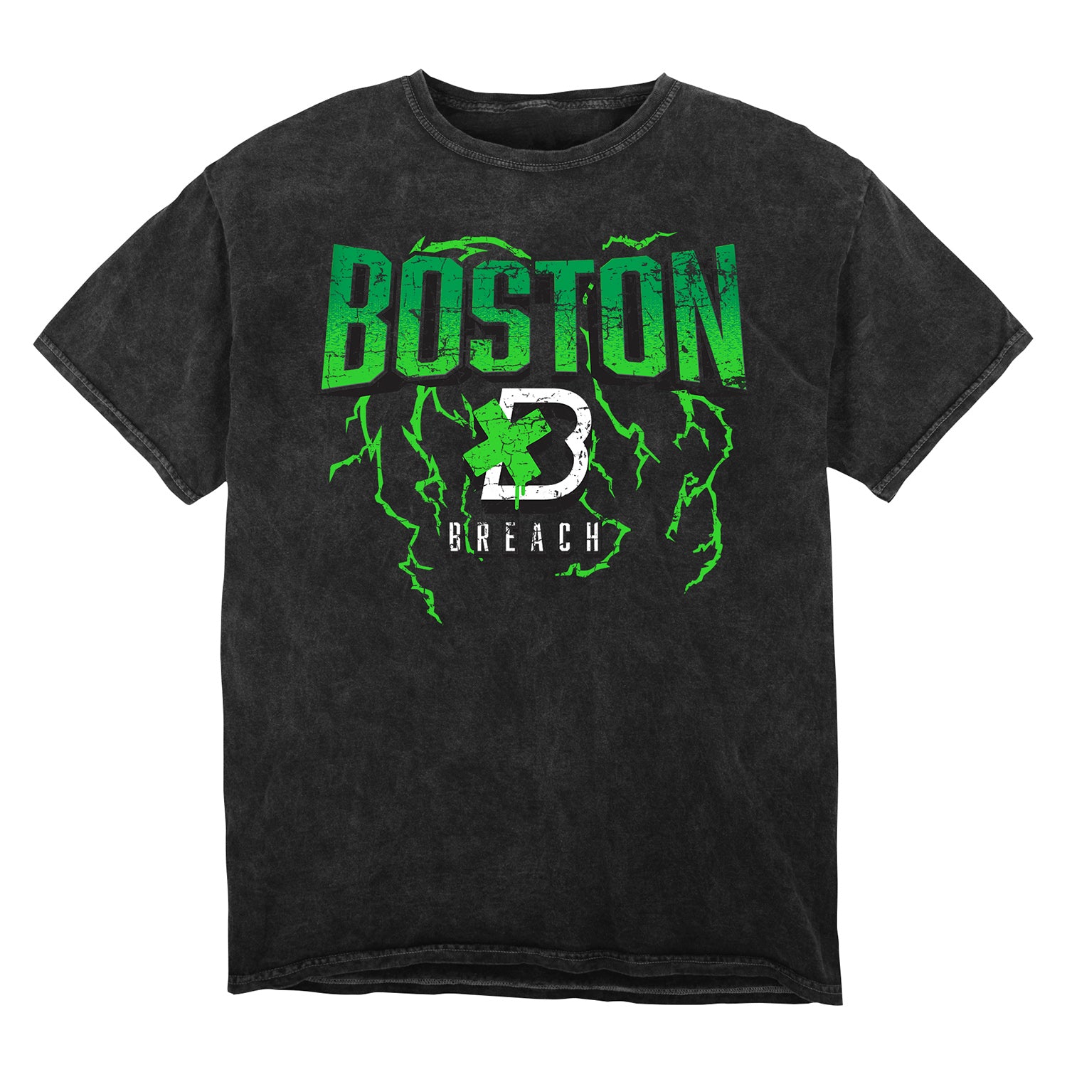 Boston Breach Black Amplify Mineral Wash T-Shirt - Front View