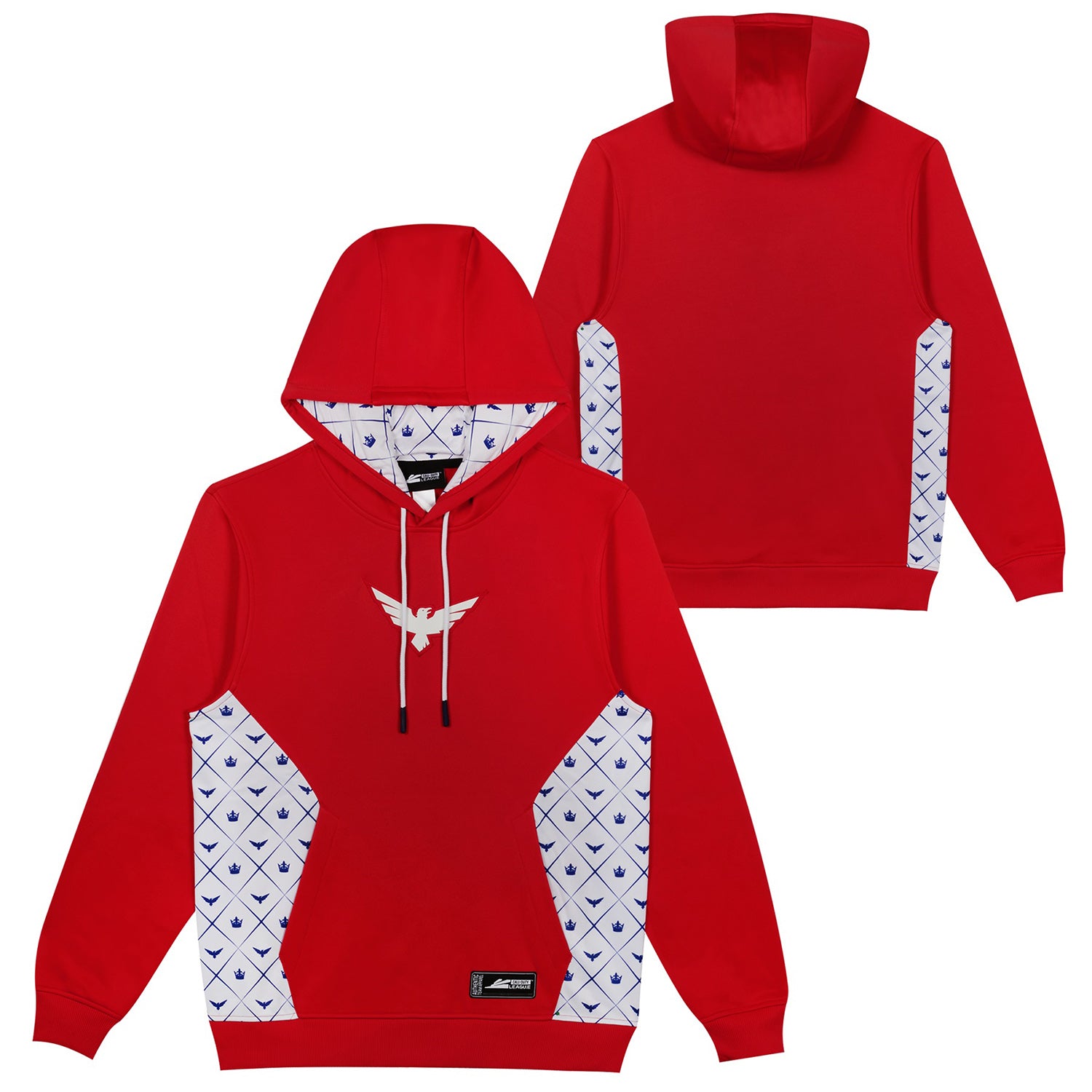 London Royal Ravens Red 2023 Pro Hoodie - Front and Back View